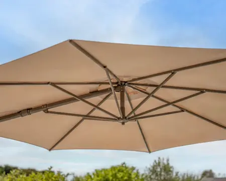 Orion 3.0m Round Stone Canopy LED Cantilever Parasol with Side Tilt, Granite Base & Night Cover - Grey Frame - image 3