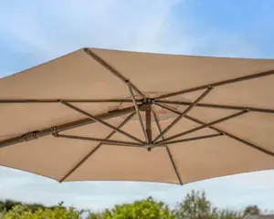 Orion 3.0m Round Stone Canopy LED Cantilever Parasol with Side Tilt, Granite Base & Night Cover - Grey Frame - image 3