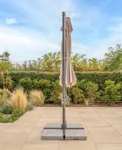 Orion 3.0m Round Stone Canopy LED Cantilever Parasol with Side Tilt, Granite Base & Night Cover - Grey Frame - image 6