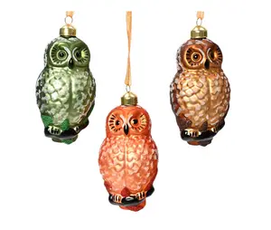 Owl Glass Sugar Finish 3 Assorted Colours