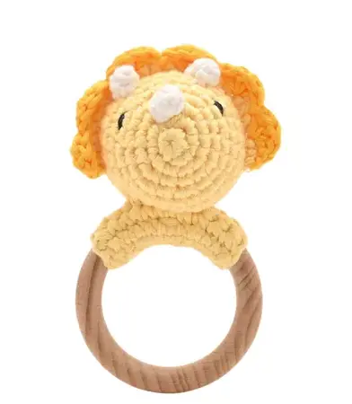 Petit Cheri Crochet Dinosaur Rattle - Triceratops
