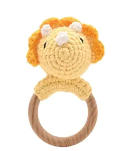 Petit Cheri Crochet Dinosaur Rattle - Triceratops