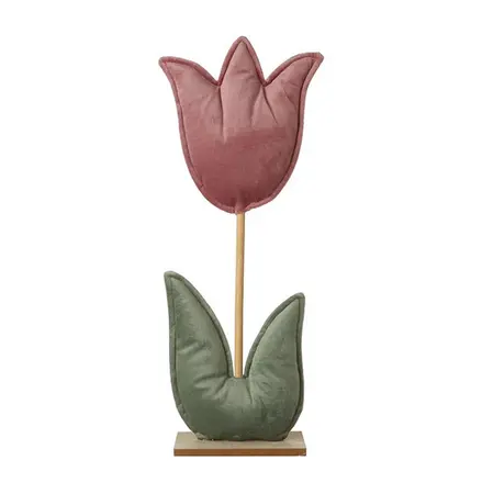 Pink Fabric Tulip With Wooden Stem