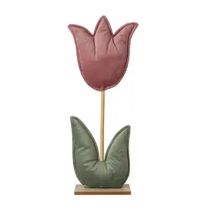 Pink Fabric Tulip With Wooden Stem