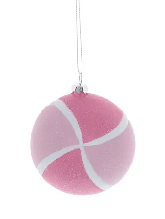 Pink & White Glitter Sweet Hanging Decoration – 8cm