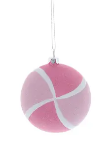 Pink & White Glitter Sweet Hanging Decoration – 8cm