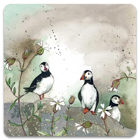 Puffins Fridge Magnet by Alex Clark