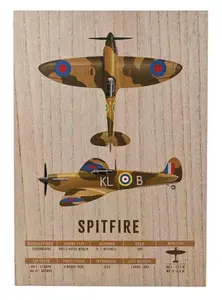 RAF Wood Effect A3 Wall Plaque - Spitfire