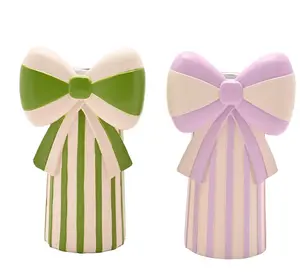 Raspberry Blossom Set of 2 Candlestick Holders With Bow - image 2