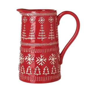 Red Ceramic Snowflake Christmas Jug