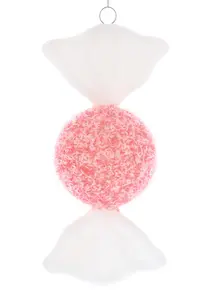 Red Glitter & White Sweet Hanging Decoration – 18cm