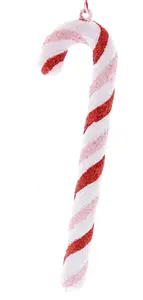 Red & Pink Glitter Candy Cane Hanging Decoration – 15cm
