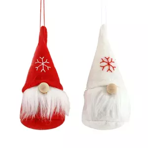 Red/White Fabric Nordic Santa Dec, 2as
