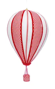 Red & White Hot Air Balloon Hanging Decoration – 41cm