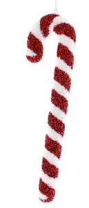 Red & White Sequin Candy Cane Hanging Decoration – 40cm