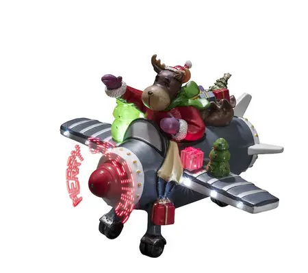 Reindeer Flying Aeroplane Light Up Christmas Decoration - image 2