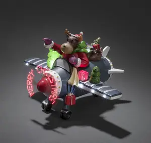 Reindeer Flying Aeroplane Light Up Christmas Decoration - image 1