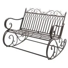 Rocking Bench Bordeaux Steel Outdoor - image 1