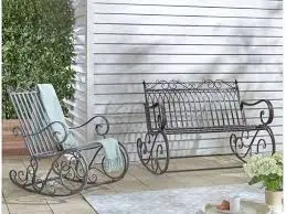 Rocking Bench Bordeaux Steel Outdoor - image 2