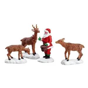 SANTA FEEDS REINDEER,  SET OF 4