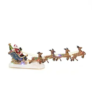 Santa in Sledge with Reindeer 10 LED B/O - image 1