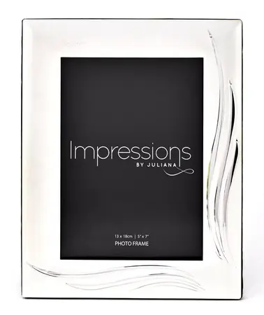 Satin S/P Photoframe - Grass Blade Design side/bottom 5"x7"