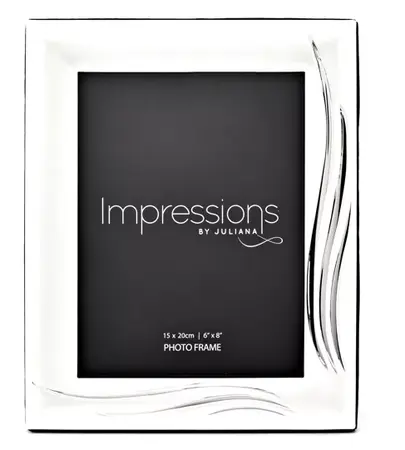 Satin Silver Plated Photoframe - Grass Blade Design 6"x8"