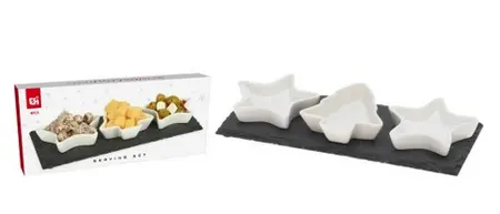 SERVING SET 4PCS ON SLATE PLAT