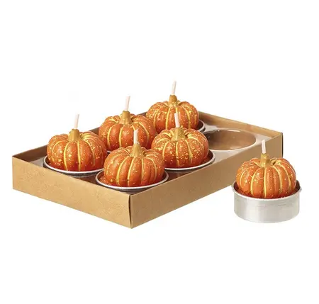 SET 6 WAX PUMPKIN T LIGHTS