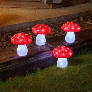 Set of 4 Large Light Up Christmas Mushrooms