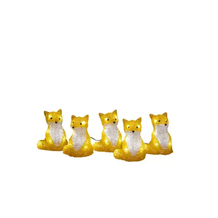 Set of 5 Lit Acrylic Fox Christmas Decorations - image 1