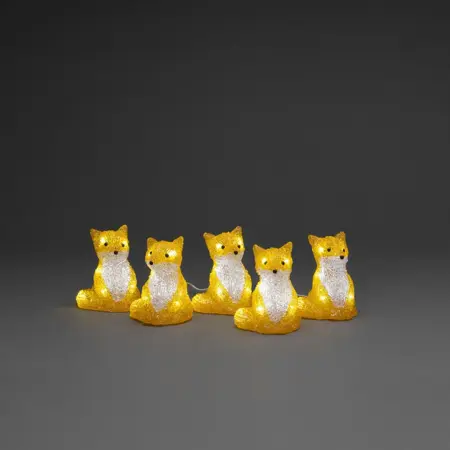 Set of 5 Lit Acrylic Fox Christmas Decorations - image 2