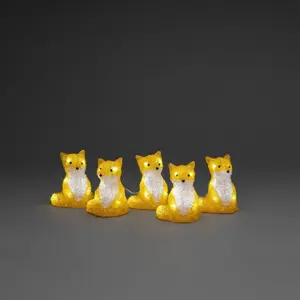 Set of 5 Lit Acrylic Fox Christmas Decorations - image 2