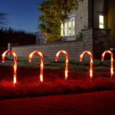Set of 6 LED Candy Cane Stake Lights