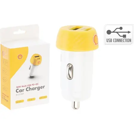 Shell Car Charger Usb A C 36W