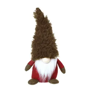 SMALL RED GONK IN BROWN FLUFFY HAT