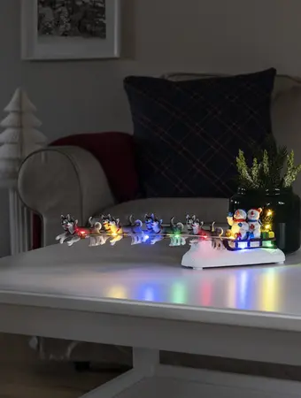 Snowmen & Husky Sleigh Lit Christmas Decoration - image 2