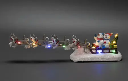 Snowmen & Husky Sleigh Lit Christmas Decoration - image 1