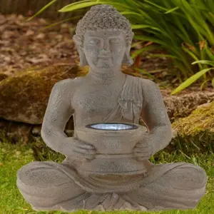 Solarlight In Polystone Buddha