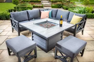 Sorrento Square Gas Fire Pit Dining Set - image 2