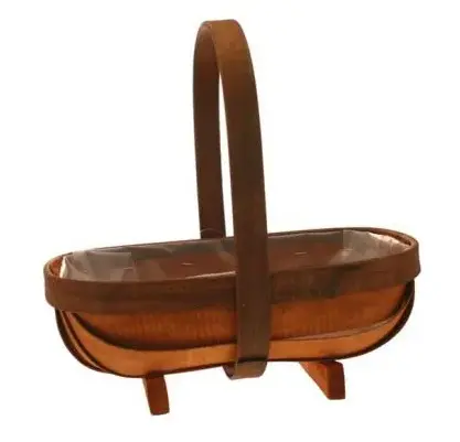 Stained Softwood Trug W/Handle + Feet