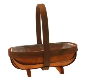 Stained Softwood Trug W/Handle + Feet