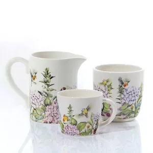 STONEWARE FLORAL FEATHERED BIRD MUG FULL WRAP - image 4