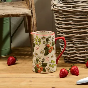 Strawberry Hand Painted Debossed Ceramic Jug - image 1