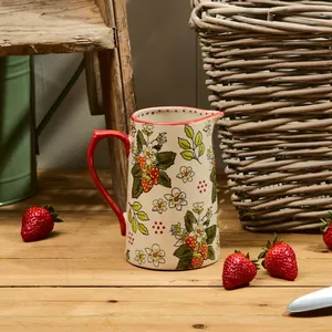 Strawberry Hand Painted Debossed Ceramic Jug - image 2