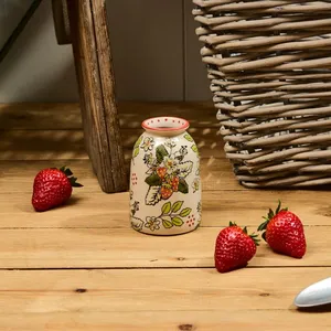 Strawberry Hand Painted Debossed Ceramic Small Vase