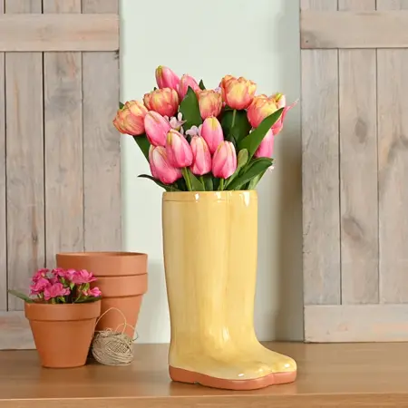 The Cottage Garden Ceramic Vase Large - Yellow Wellies - image 2
