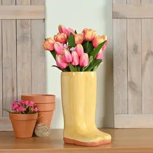 The Cottage Garden Ceramic Vase Large - Yellow Wellies - image 2