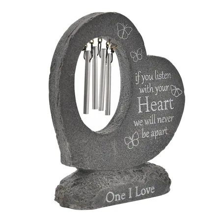 Thoughts Of You Graveside Stone Heart Windchime - image 1