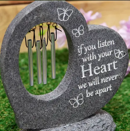 Thoughts Of You Graveside Stone Heart Windchime - image 2